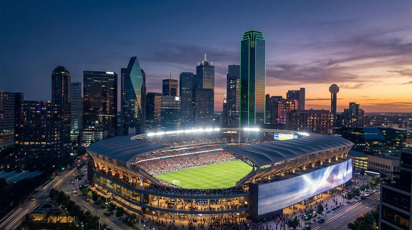 Dallas–Fort Worth stadium at night